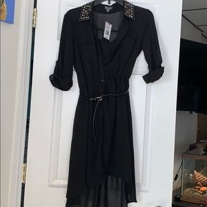 Black Dress with studded collar